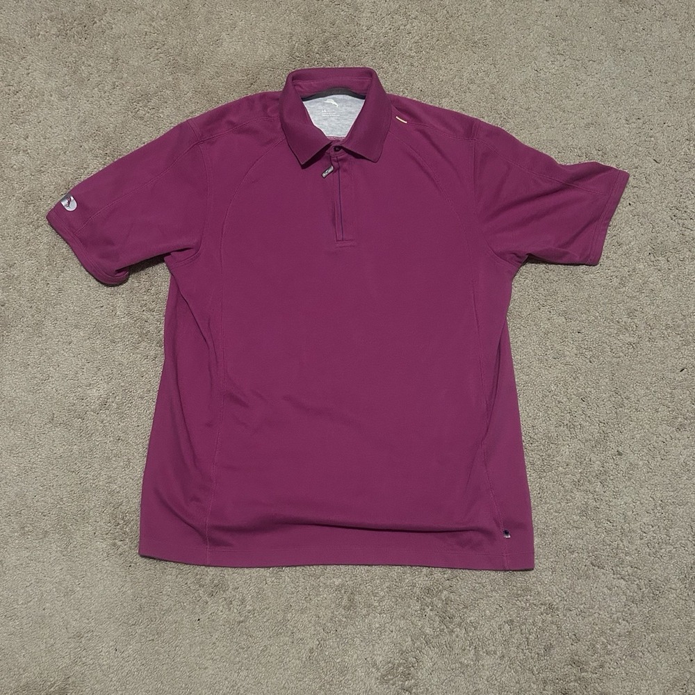 Tommy Bahama Mens Magenta Purple Quarter Zip Polo Shirt Performance Pique L